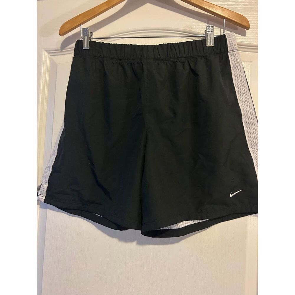 Nike performance black with white mesh stripe shorts woman's M